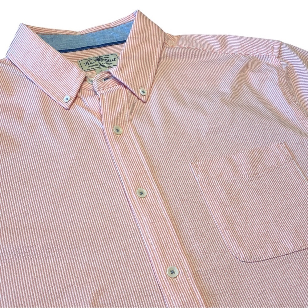 True Grit Knit Stretch Seersucker Short Sleeve One Pocket Shirt - Picture 4 of 6